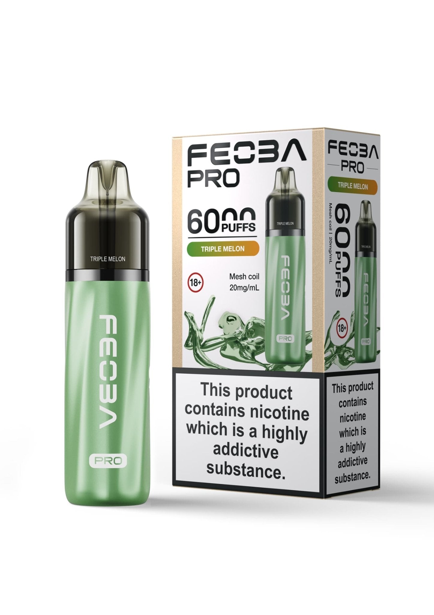 Feoba Pro 6000+ Disposbale Vape Box of 5 - Wolfvapes.co.uk - Triple Melon