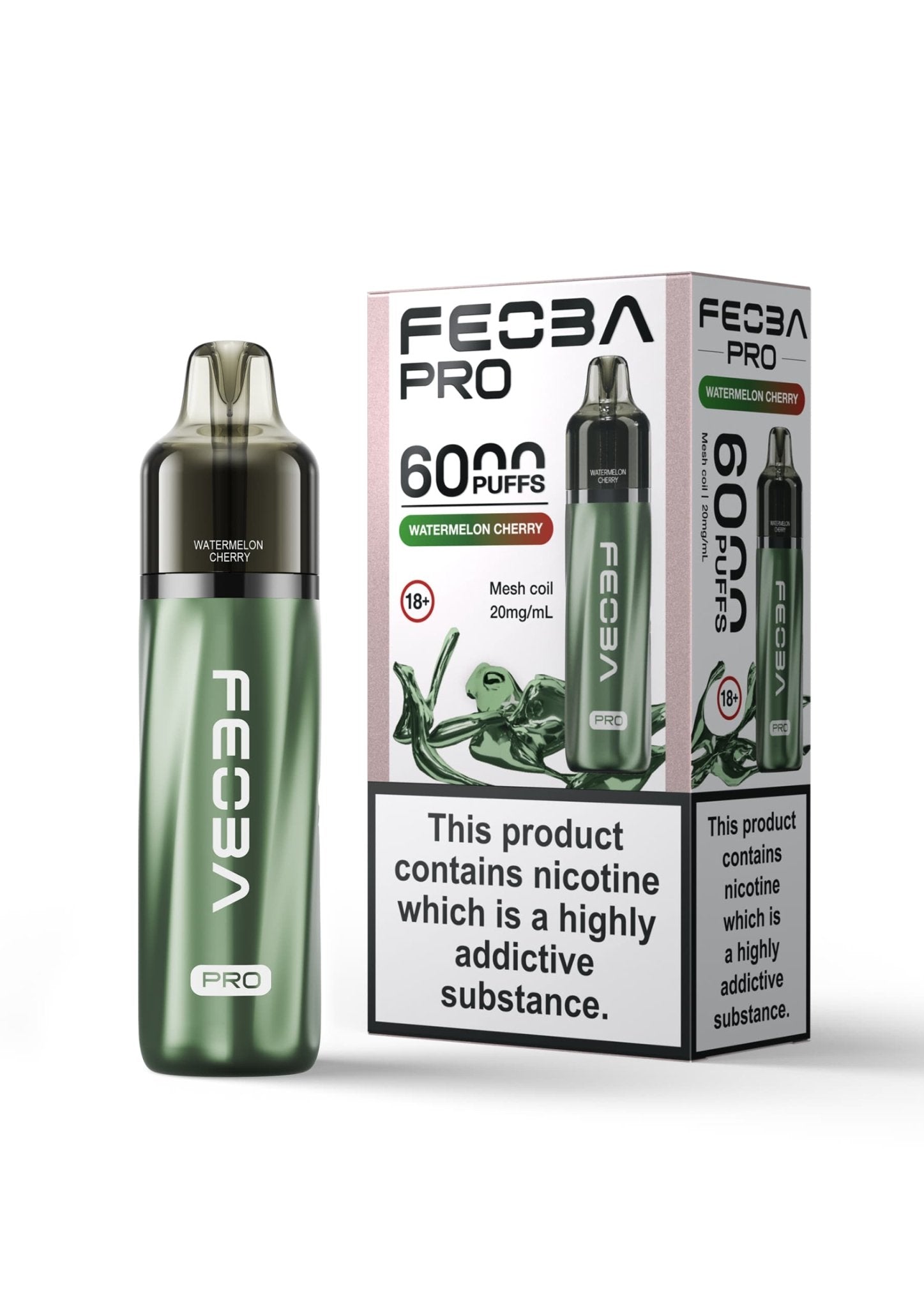 Feoba Pro 6000+ Disposbale Vape Box of 5 - Wolfvapes.co.uk - Watermelon Cherry