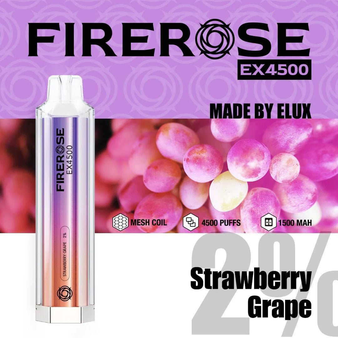 Firerose EX4500 Disposable Vape Pod - Box of 10 - Wolfvapes.co.uk-Strawberry Grape