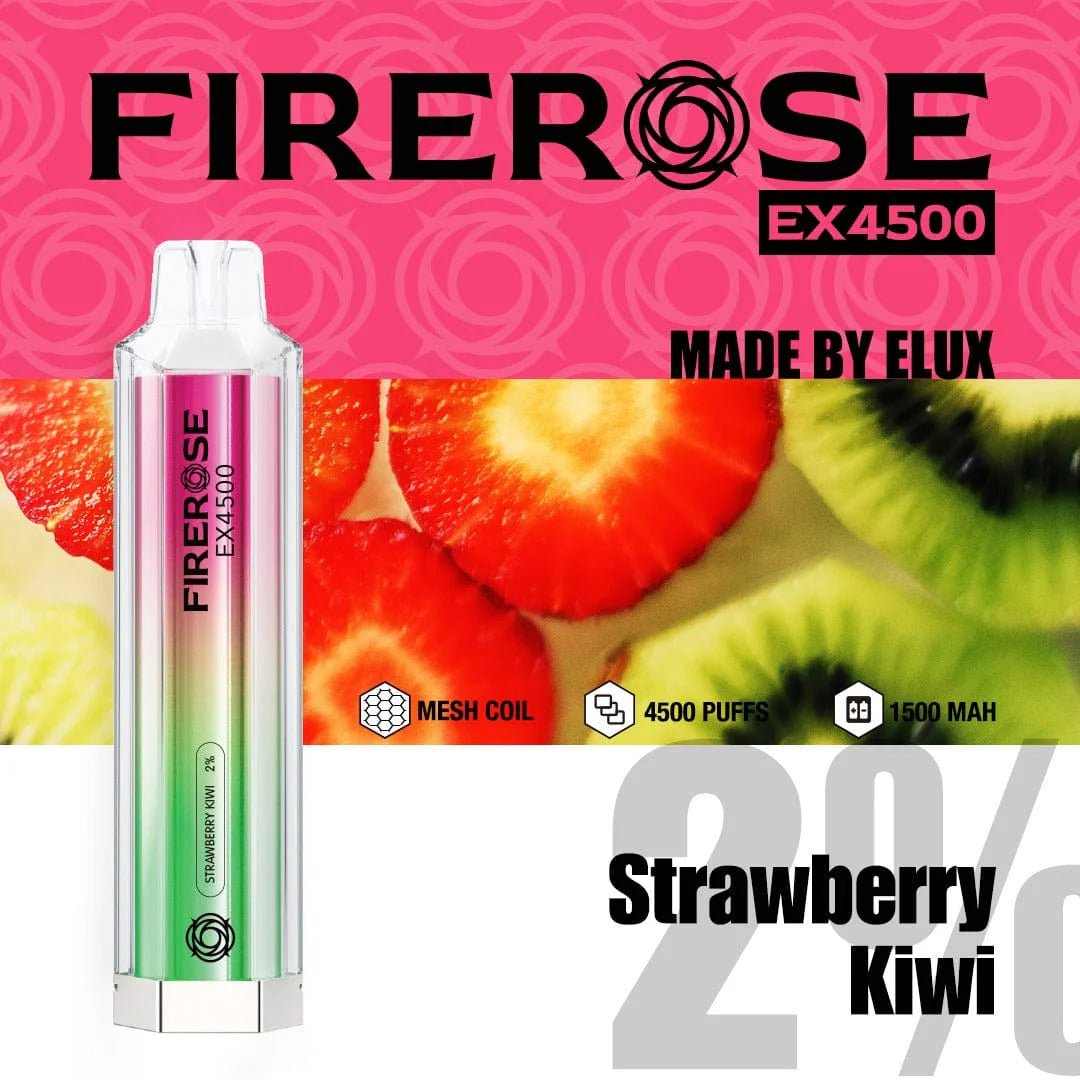 Firerose EX4500 Disposable Vape Pod - Box of 10 - Wolfvapes.co.uk-Strawberry Kiwi