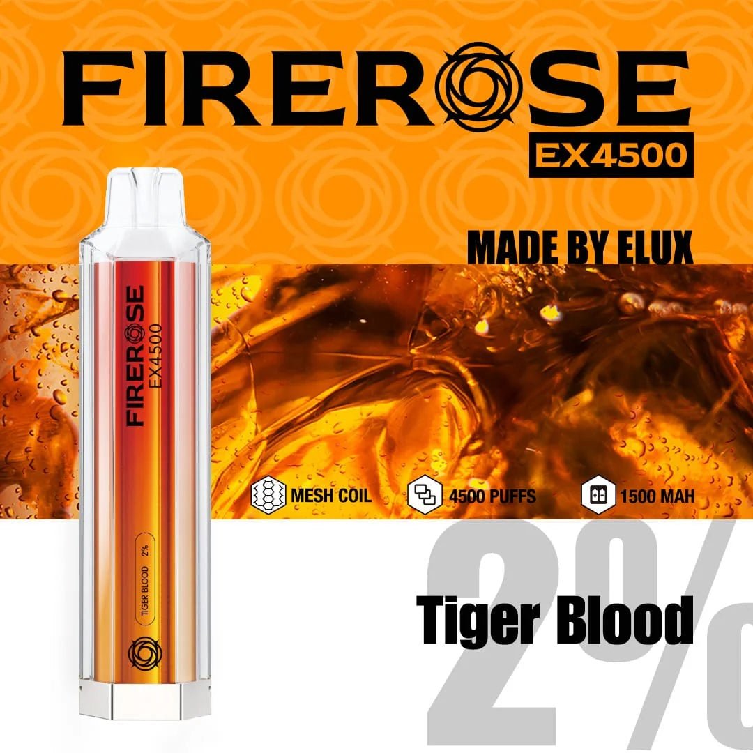 Firerose EX4500 Disposable Vape Pod - Box of 10 - Wolfvapes.co.uk-Tiger Blood