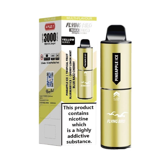 Flying Bird Max Pro 3000 Puffs 4 in 1 Disposable Vape - Wolfvapes.co.uk - Yellow Series (4 in 1 Edition)