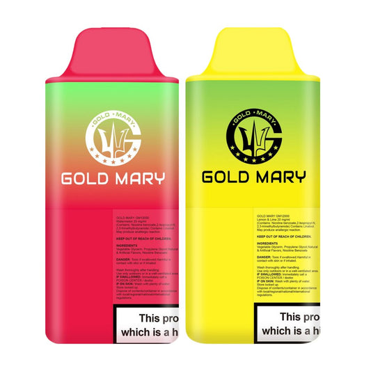 Gold Mary 12000 Puffs Disposable Vape Box of 5 - Wolfvapes.co.uk - Apple Peach/Red Apple Ice