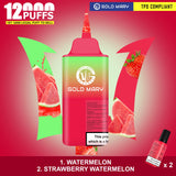 Gold Mary 12000 Puffs Disposable Vape Box of 5 - Wolfvapes.co.uk - Watermelon/Strawberry Watermelon