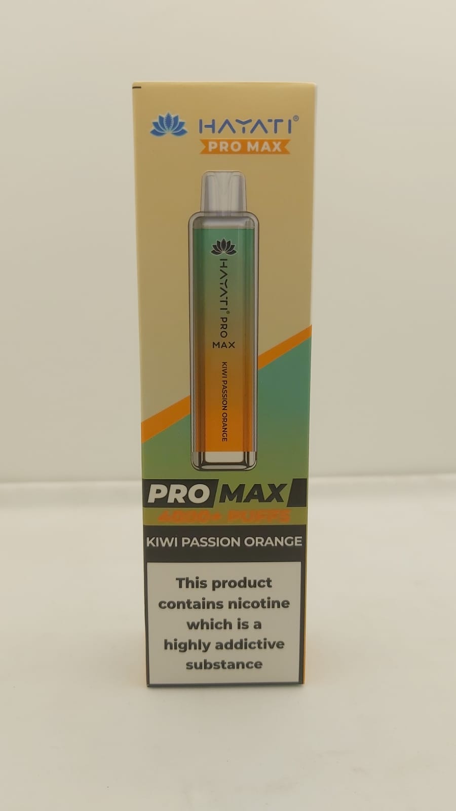 Hayati Crystal Pro Max 4000 Disposable Vape Pod Puff Bar - Box of 10 - Wolfvapes.co.uk - Kiwi Passion Orange *New*