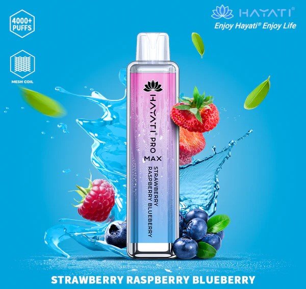 Hayati Crystal Pro Max 4000 Disposable Vape Pod Puff Bar - Box of 10 - Wolfvapes.co.uk-Strawberry Raspberry Blueberry *New*