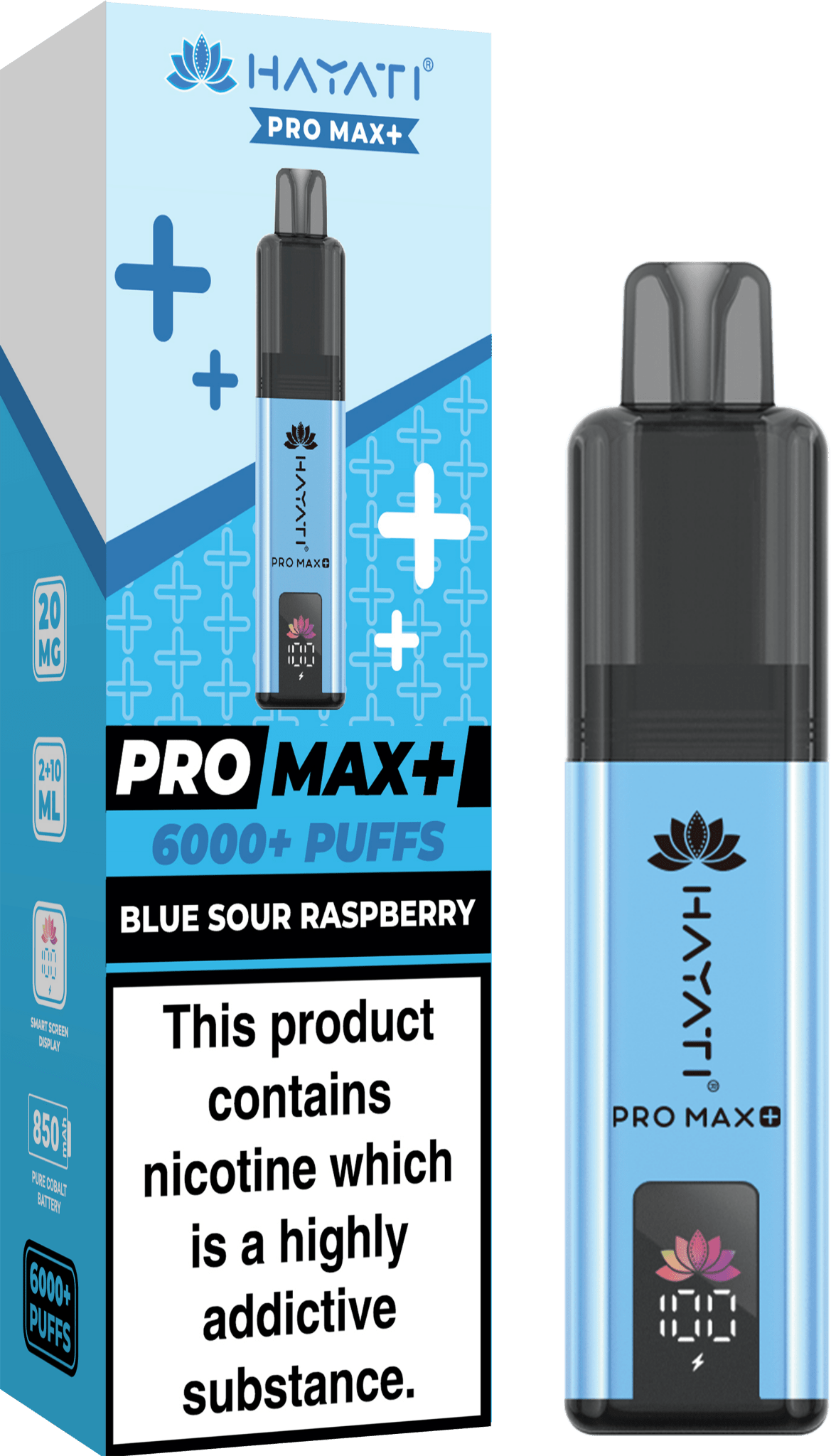 Hayati Crystal Pro Max+ 6000 Vape Kit Box of 10 - Wolfvapes.co.uk - Blue Sour Raspberry