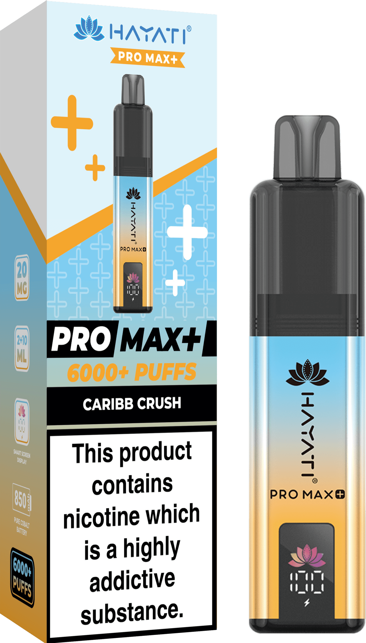 Hayati Crystal Pro Max+ 6000 Vape Kit Box of 10 - Wolfvapes.co.uk - Caribb Crush