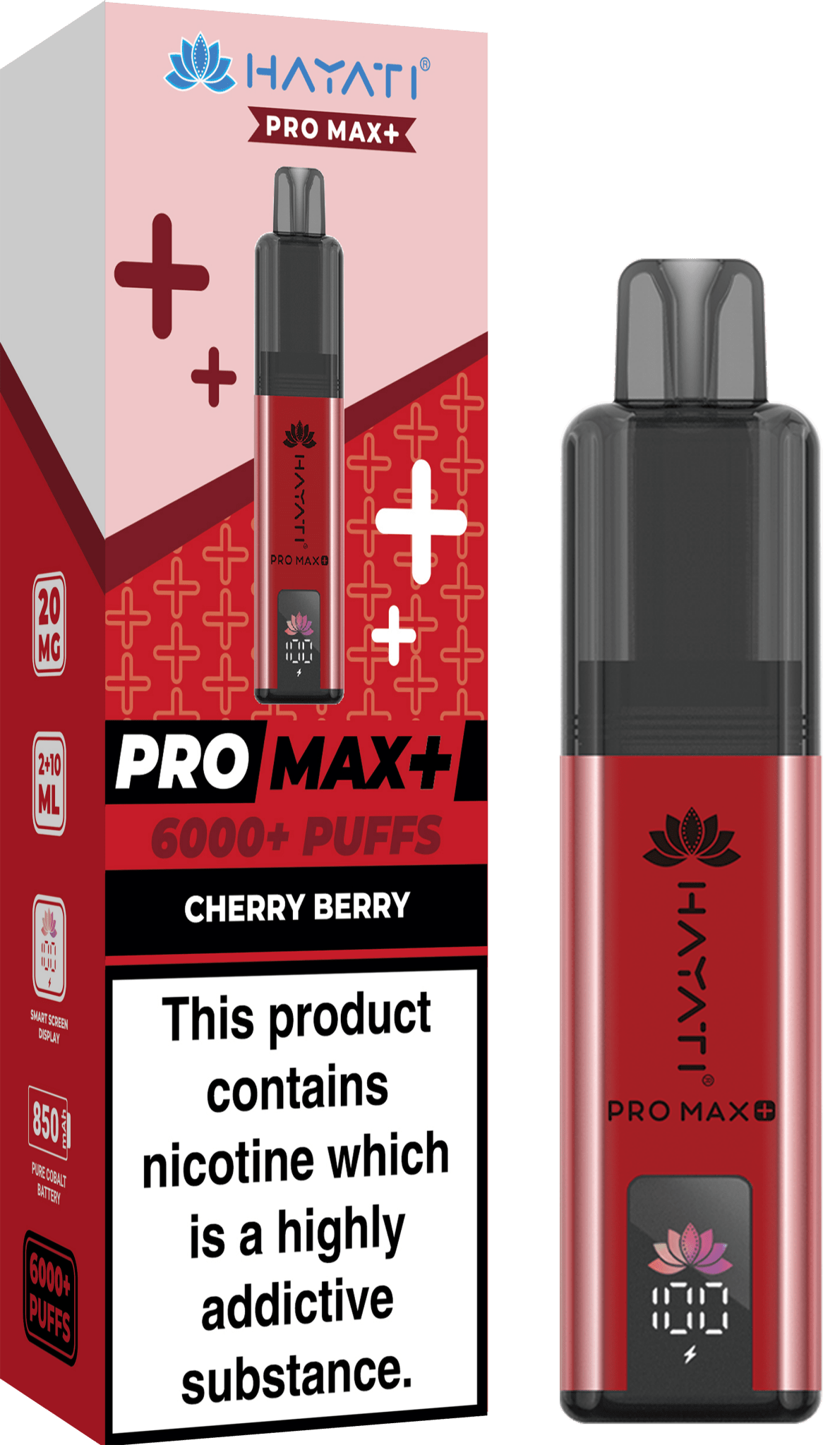 Hayati Crystal Pro Max+ 6000 Vape Kit Box of 10 - Wolfvapes.co.uk - Cherry Berry