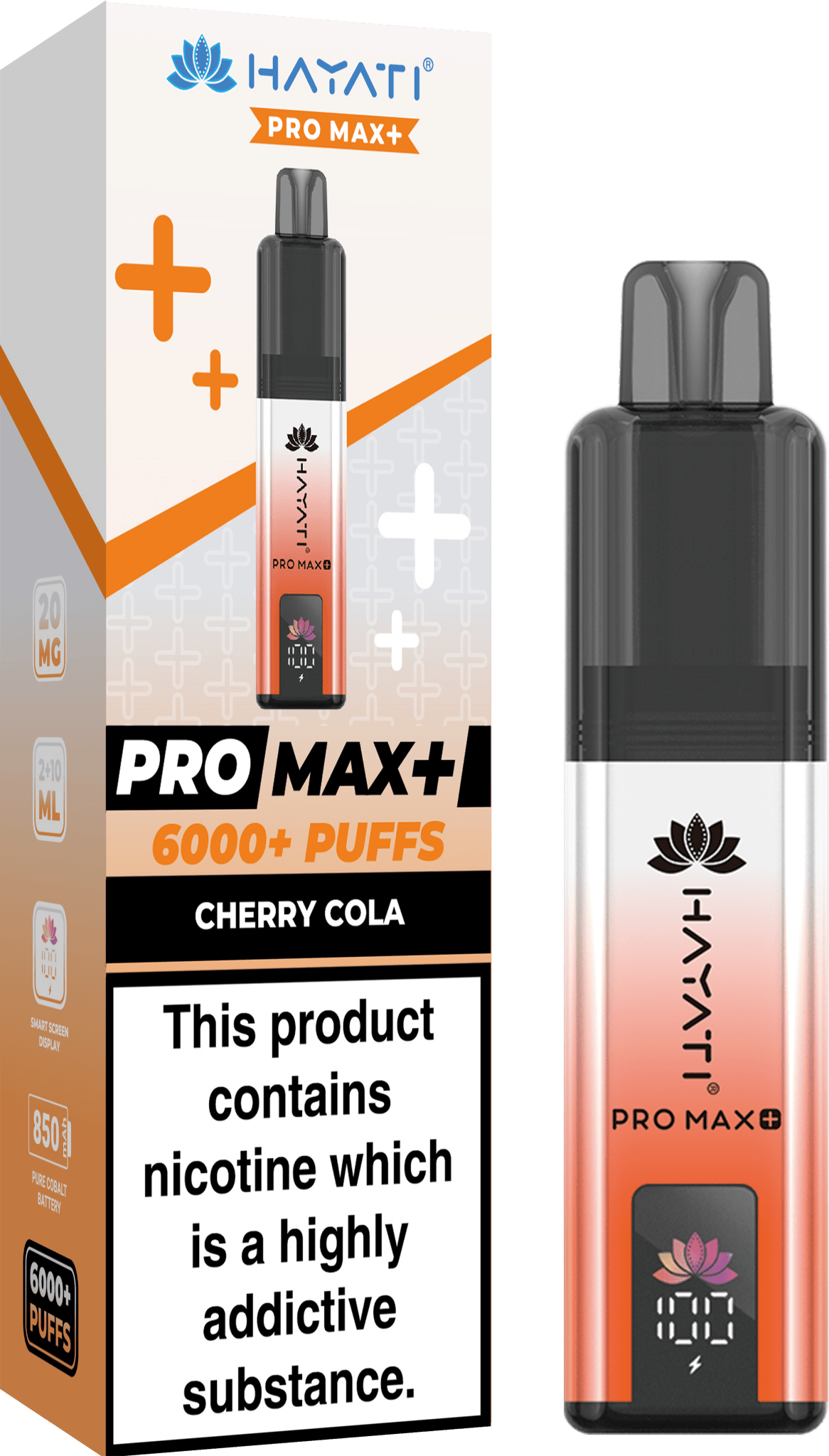 Hayati Crystal Pro Max+ 6000 Vape Kit Box of 10 - Wolfvapes.co.uk - Cherry Cola