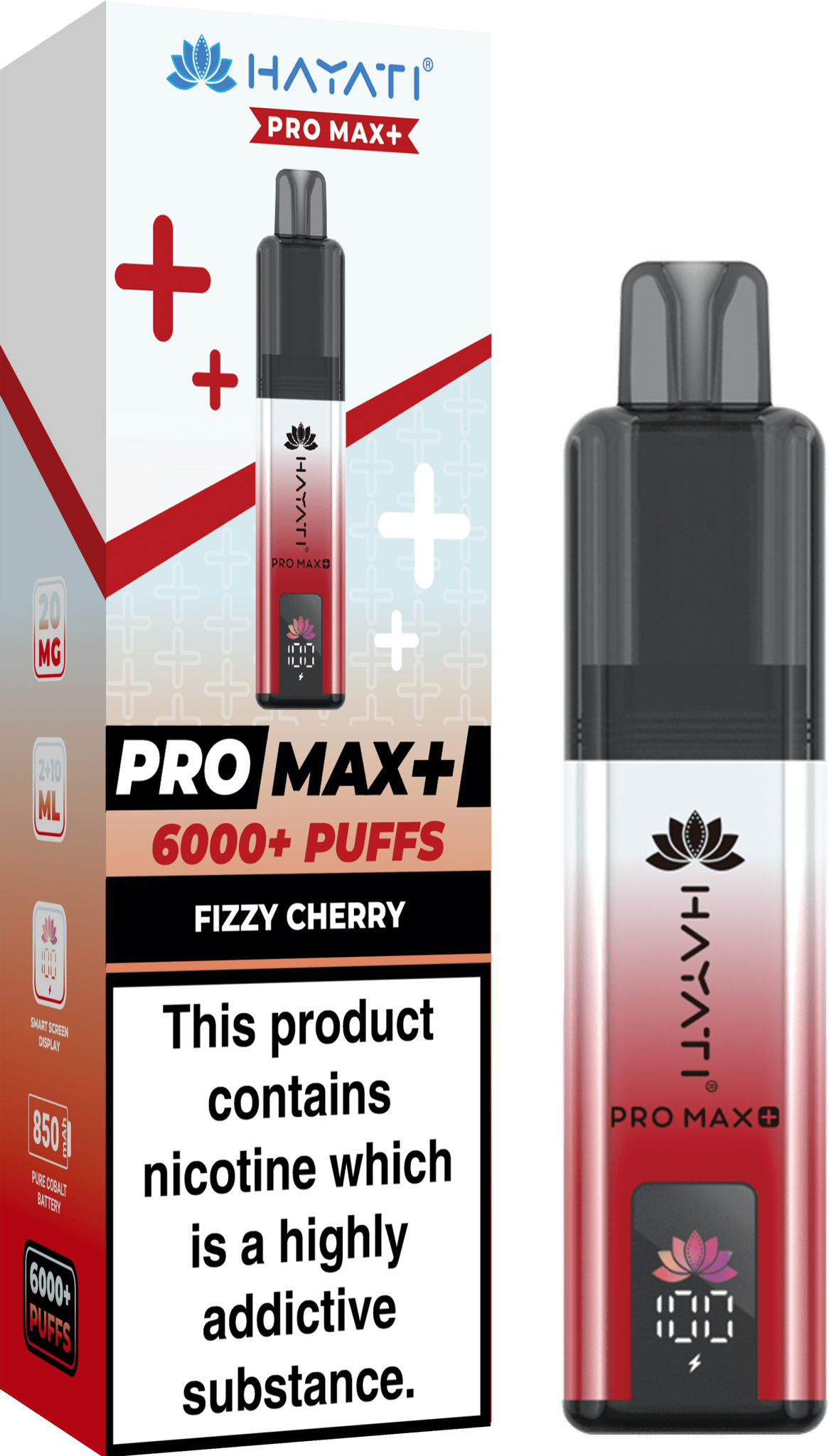 Hayati Crystal Pro Max+ 6000 Vape Kit Box of 10 - Wolfvapes.co.uk - Fizzy Cherry