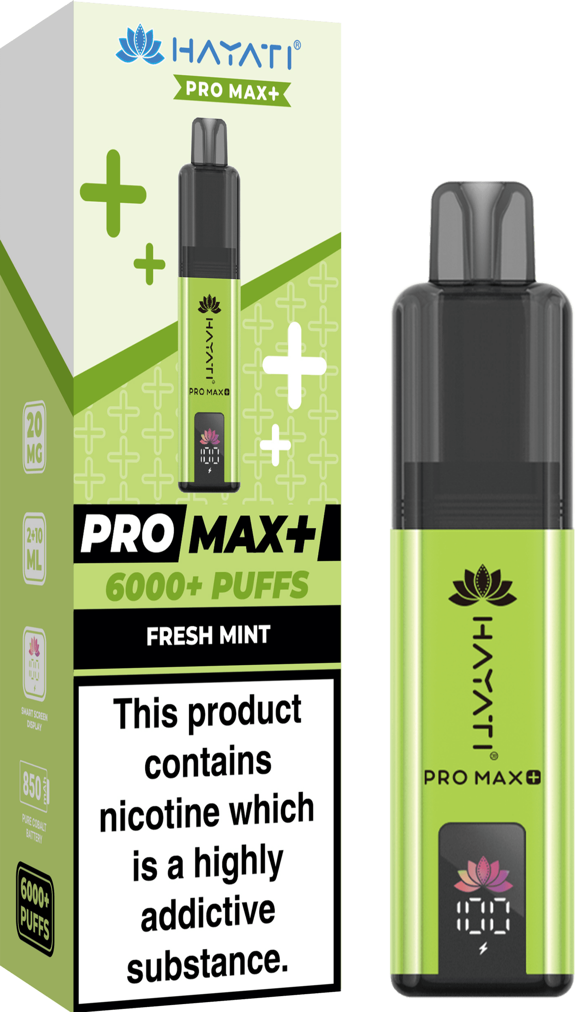 Hayati Crystal Pro Max+ 6000 Vape Kit Box of 10 - Wolfvapes.co.uk - Fresh Mint