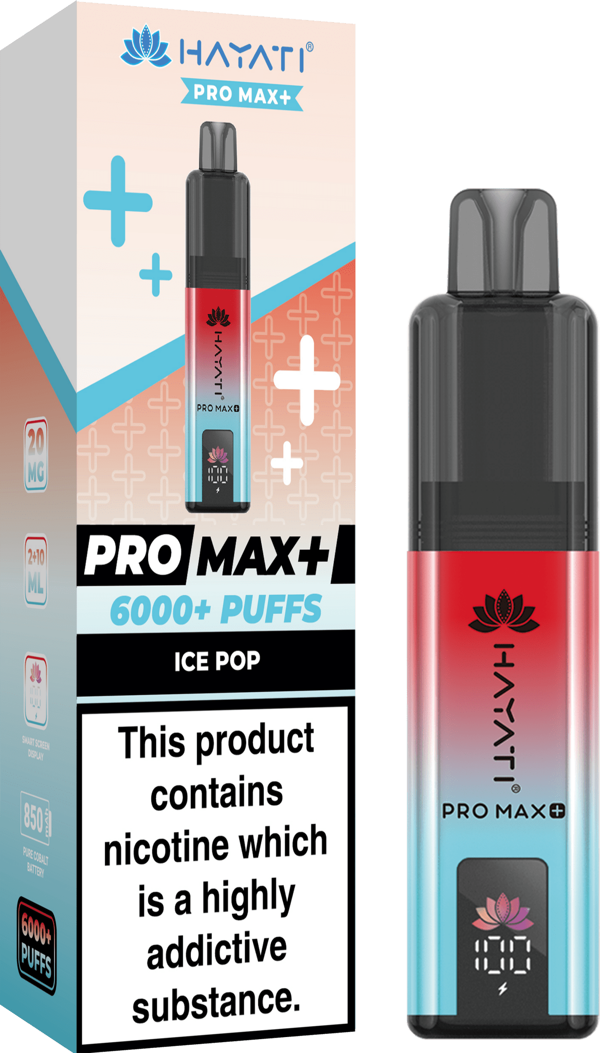 Hayati Crystal Pro Max+ 6000 Vape Kit Box of 10 - Wolfvapes.co.uk - Ice Pop