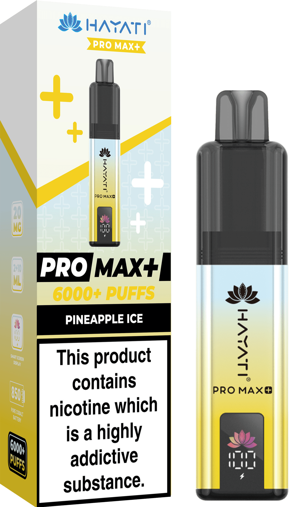 Hayati Crystal Pro Max+ 6000 Vape Kit Box of 10 - Wolfvapes.co.uk - Pineapple Ice