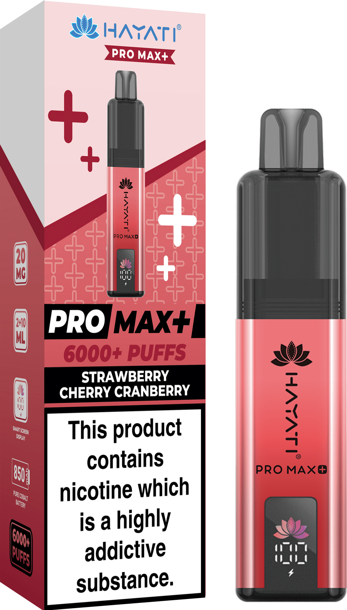 Hayati Crystal Pro Max+ 6000 Vape Kit Box of 10 - Wolfvapes.co.uk - Strawberry Cherry Cranberry