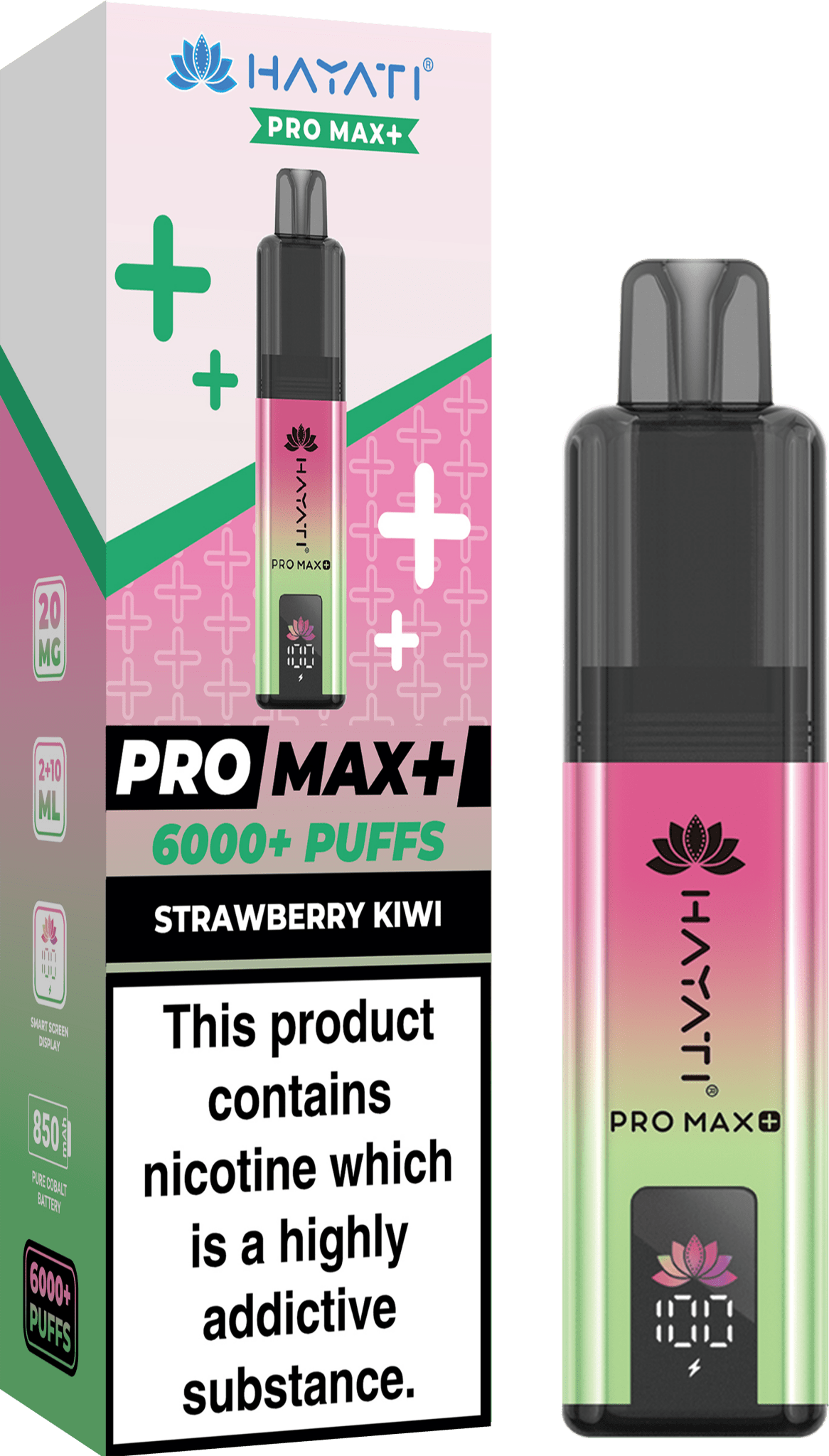 Hayati Crystal Pro Max+ 6000 Vape Kit Box of 10 - Wolfvapes.co.uk - Strawberry Kiwi