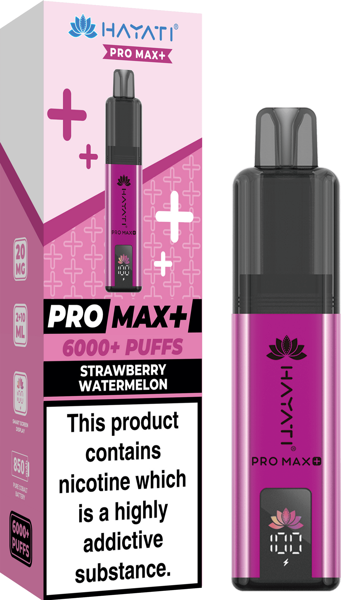 Hayati Crystal Pro Max+ 6000 Vape Kit Box of 10 - Wolfvapes.co.uk - Strawberry Watermelon