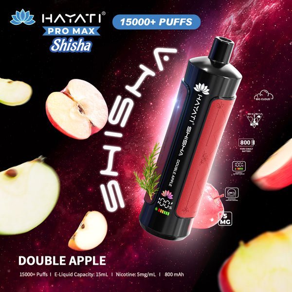 Hayati Pro Max Shisha 15000 Disposable Vape Box of 5 - Wolfvapes.co.uk - Double Apple