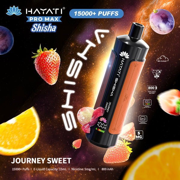 Hayati Pro Max Shisha 15000 Disposable Vape Box of 5 - Wolfvapes.co.uk - Journey Sweet