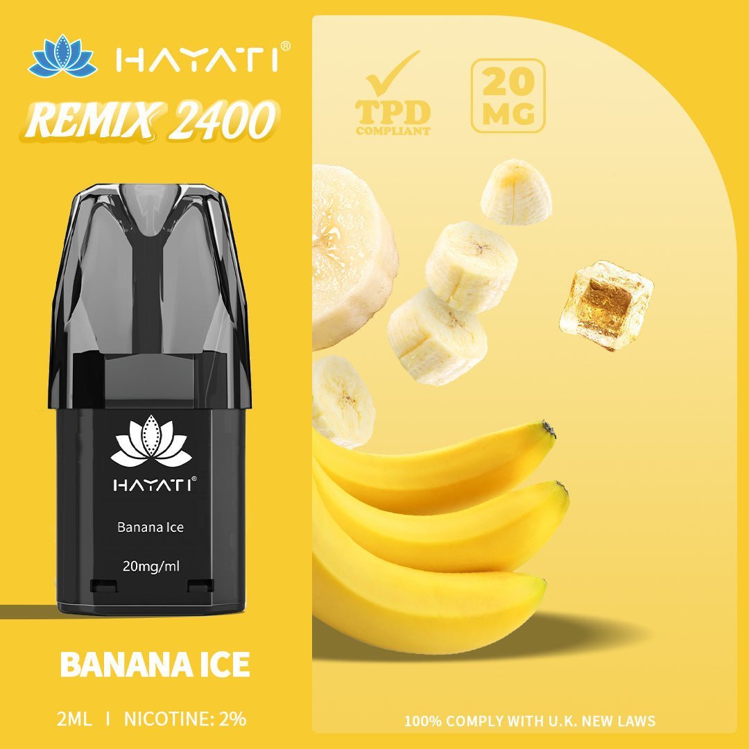 Hayati Remix 2400 Puffs Replacement Pods - Wolfvapes.co.uk-Banana Ice