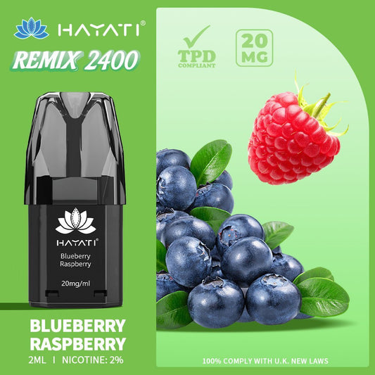 Hayati Remix 2400 Puffs Replacement Pods - Wolfvapes.co.uk-Blueberry Raspberry