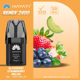Hayati Remix 2400 Puffs Replacement Pods - Wolfvapes.co.uk-Blueberry Strawberry Melon