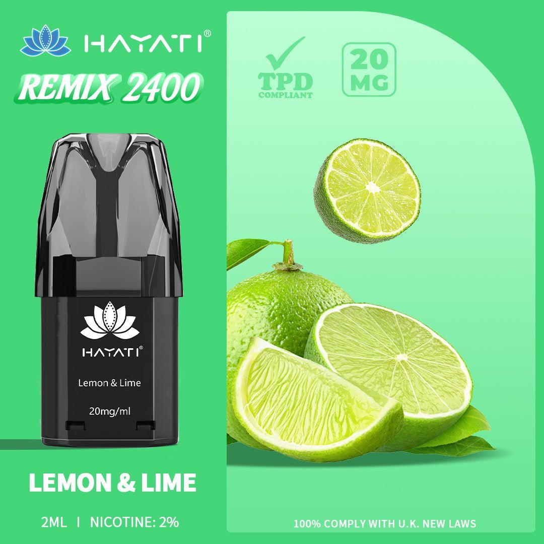 Hayati Remix 2400 Puffs Replacement Pods - Wolfvapes.co.uk-Lemon & Lime