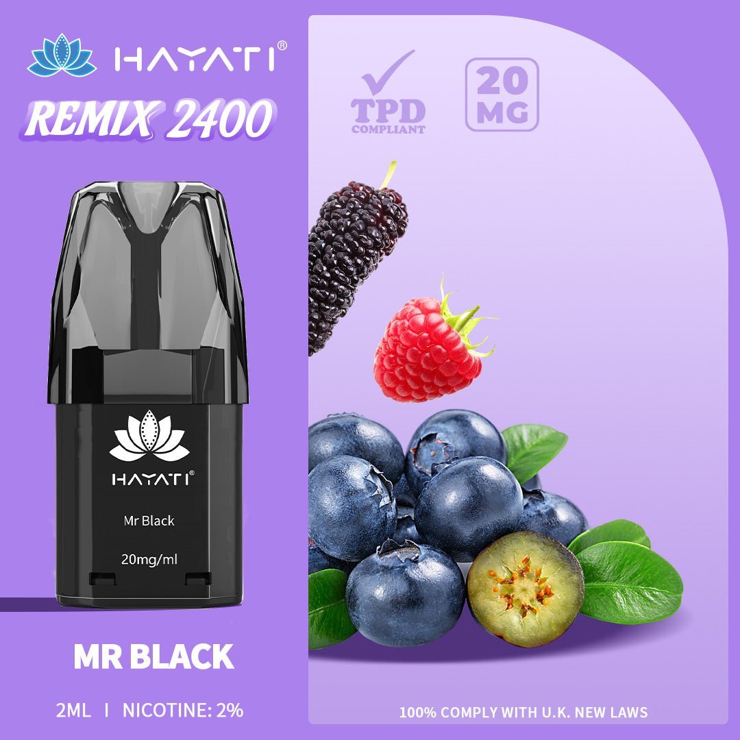 Hayati Remix 2400 Puffs Replacement Pods - Wolfvapes.co.uk-Mr Black