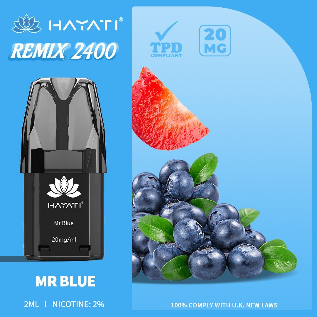 Hayati Remix 2400 Puffs Replacement Pods - Wolfvapes.co.uk-Mr Blue