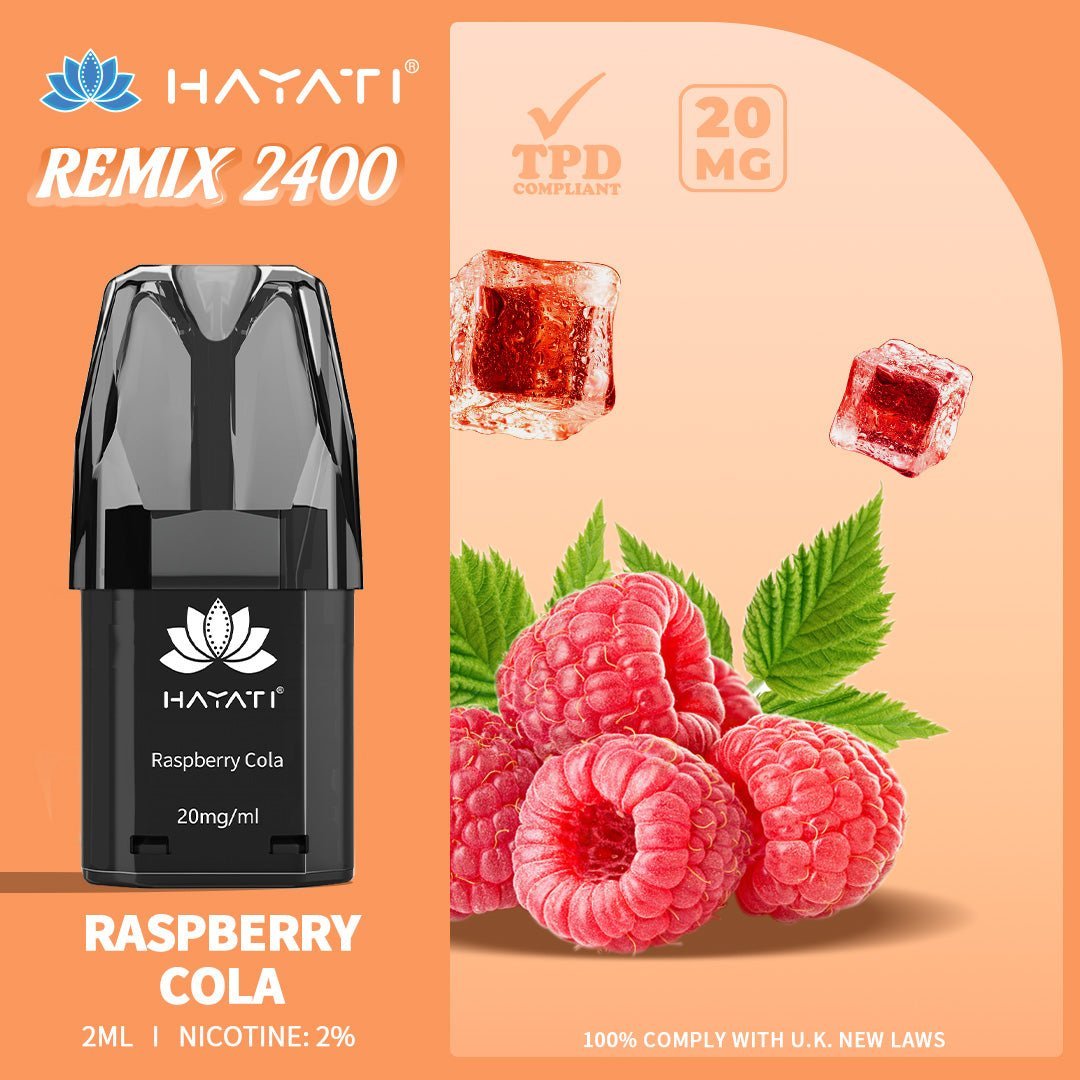 Hayati Remix 2400 Puffs Replacement Pods - Wolfvapes.co.uk-Raspberry Cola