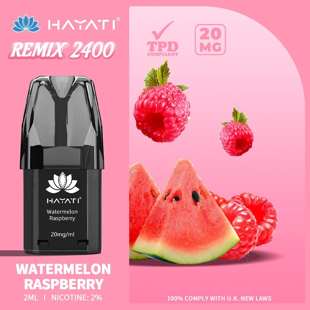 Hayati Remix 2400 Puffs Replacement Pods - Wolfvapes.co.uk-Watermelon Raspberry