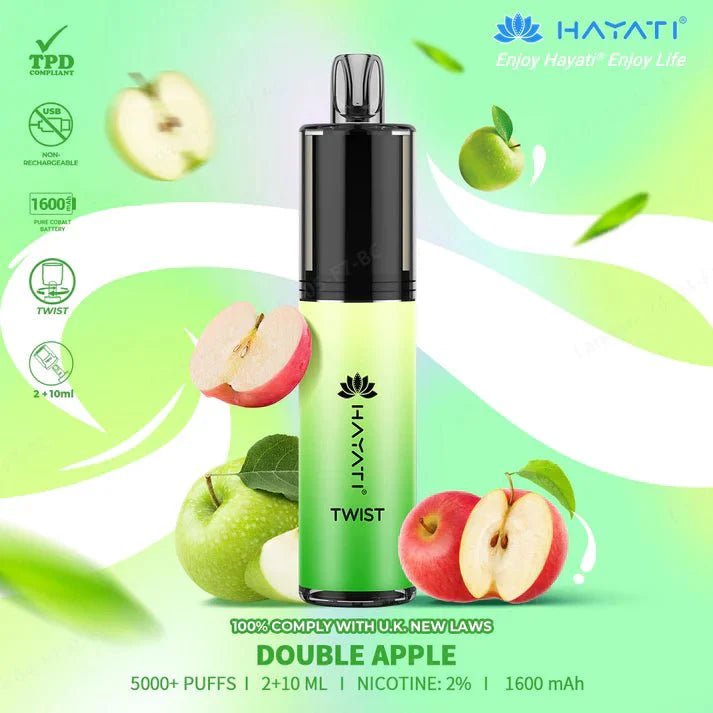 Hayati Twist 5000 Puffs Disposable Vape Pod Kit Box of 10 - Wolfvapes.co.uk-Double Apple