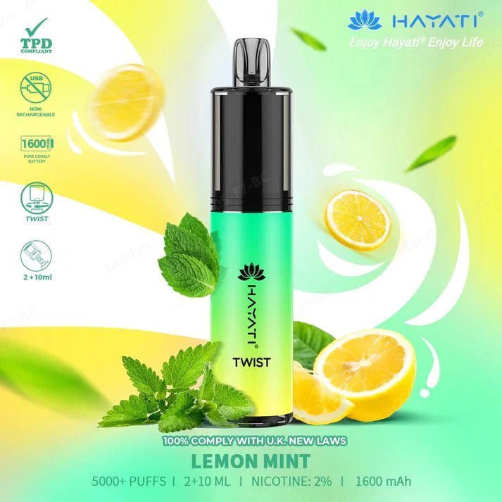 Hayati Twist 5000 Puffs Disposable Vape Pod Kit - Wolfvapes.co.uk - Lemon Mint