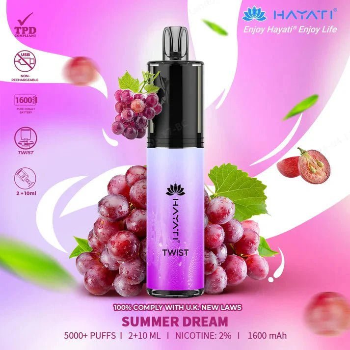 Hayati Twist 5000 Puffs Disposable Vape Pod Kit - Wolfvapes.co.uk - Summer Dream