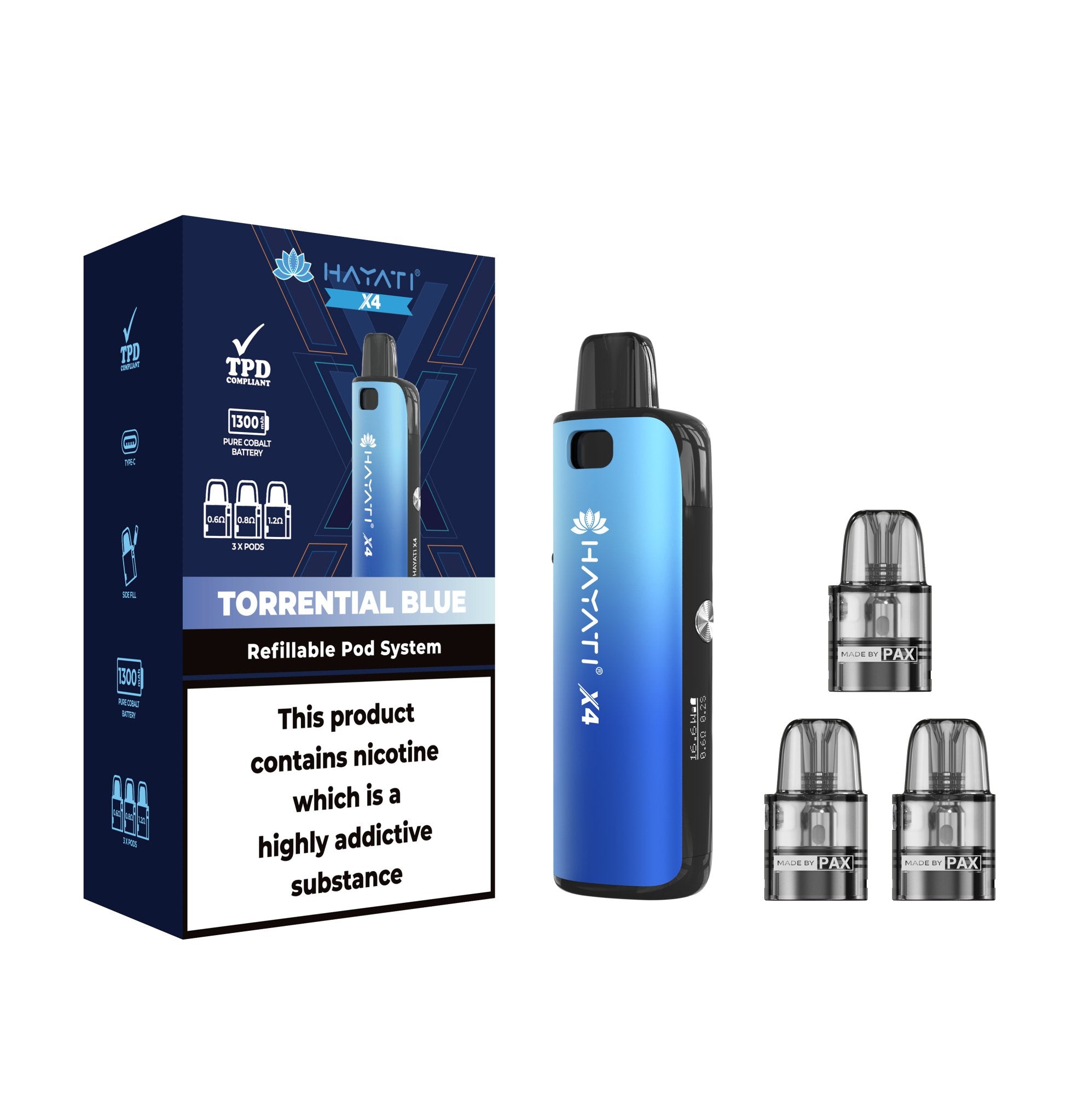 Hayati X4 Refillable Pod System Kit - Wolfvapes.co.uk - Stromy Black