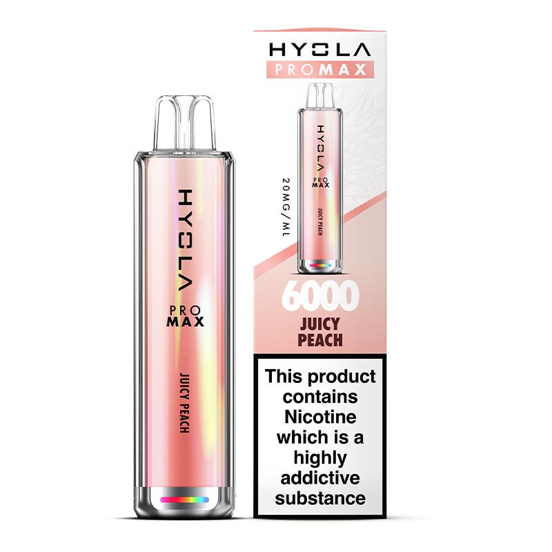 Hyola Pro Max 6000 Disposable Vape Box of 10 - Wolfvapes.co.uk - Juicy Peach