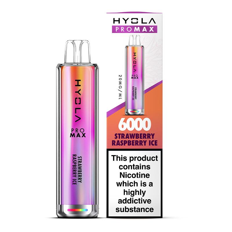 Hyola Pro Max 6000 Disposable Vape Box of 10 - Wolfvapes.co.uk - Strawberry Raspberry Ice