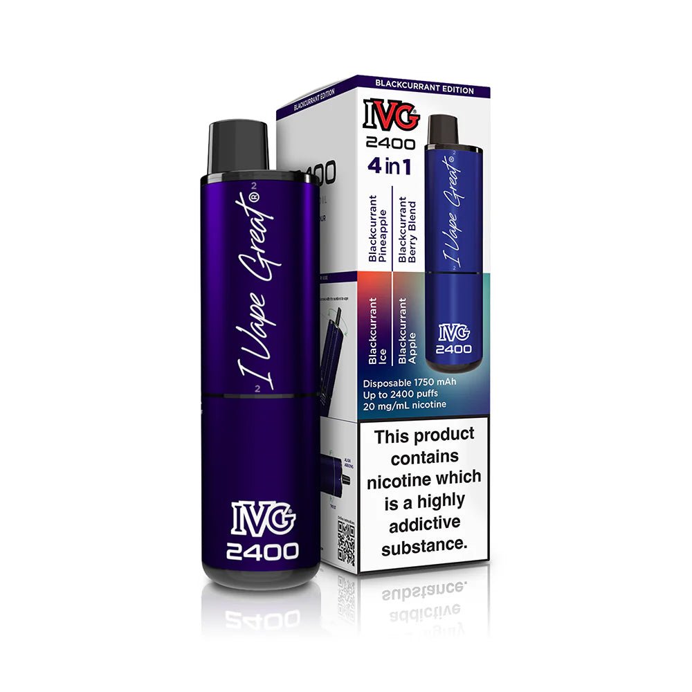 IVG 2400 Disposable Vape Pod Puff Device - Box of 5 - Wolfvapes.co.uk-Blackcurrant Edition *New*