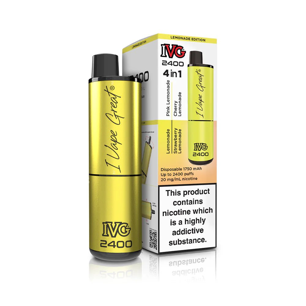 IVG 2400 Disposable Vape Pod Puff Device - Box of 5 - Wolfvapes.co.uk - Lemonade Edition *New*