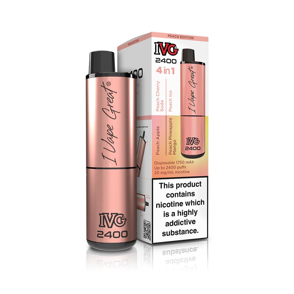 IVG 2400 Disposable Vape Pod Puff Device - Box of 5 - Wolfvapes.co.uk-Peach Edition *New*