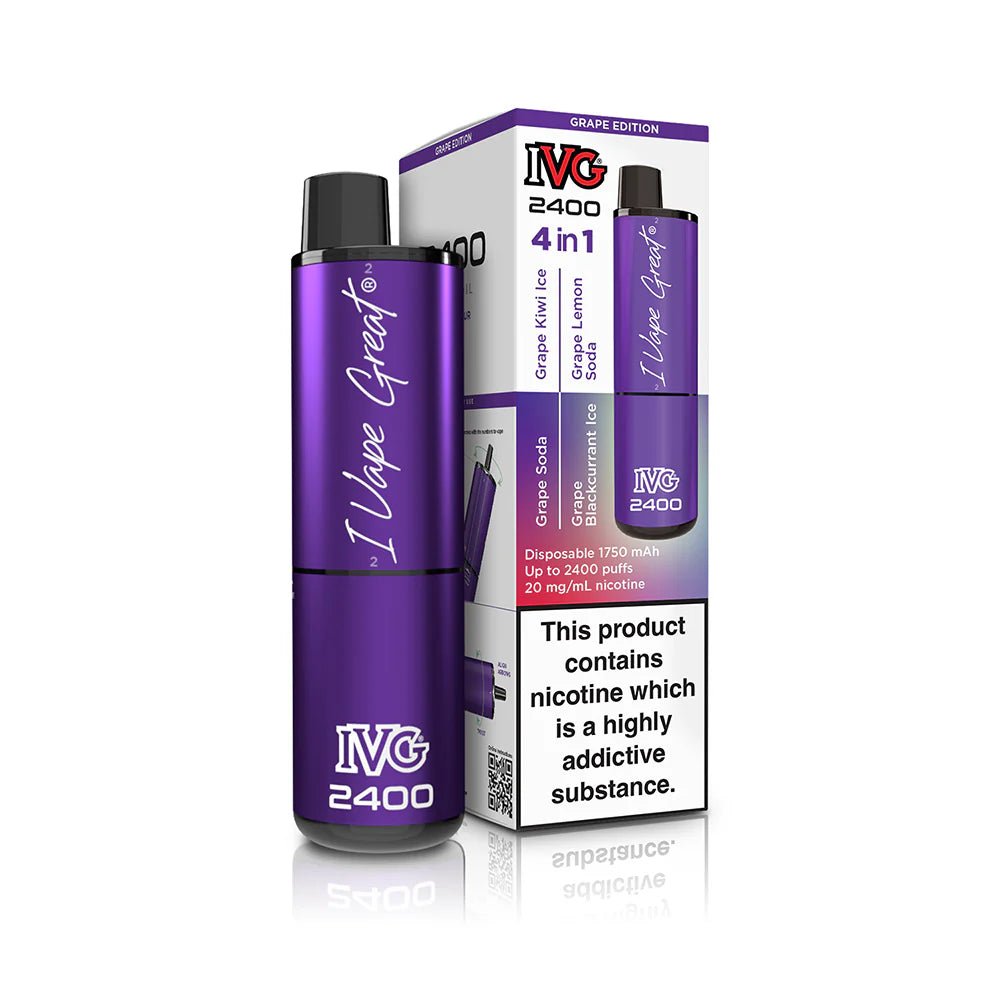 IVG 2400 Disposable Vape Pod Puff Pod Pen Device - Wolfvapes.co.uk-Grape Edition *New*