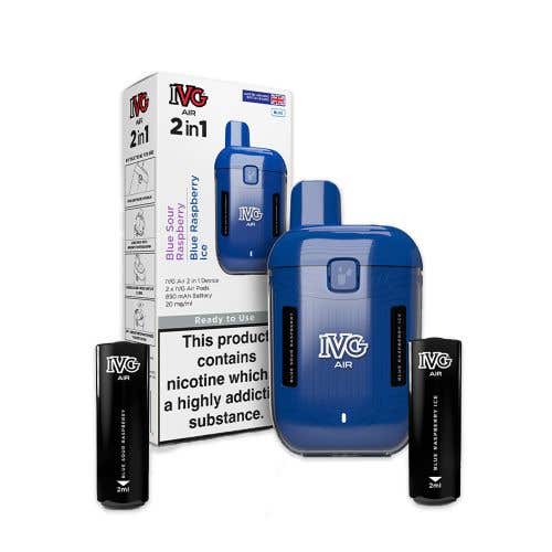 IVG Air 2 in 1 Rechargeable Disposable Vape Box of 5 - Wolfvapes.co.uk - Blue Edition