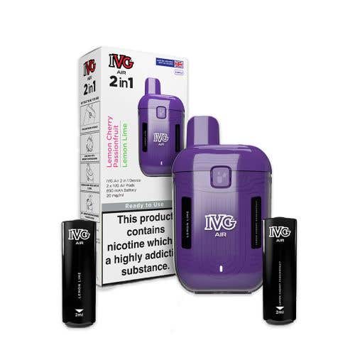 IVG Air 2 in 1 Rechargeable Disposable Vape Box of 5 - Wolfvapes.co.uk - Purple Edition