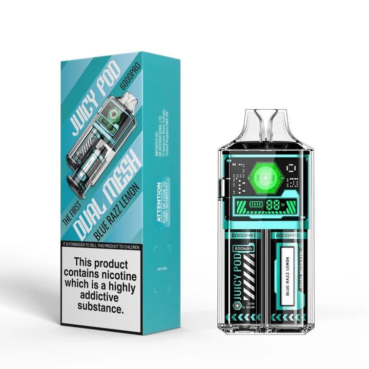 Juicy Pod Good Pro 6000 Puffs Disposable Vape Box of 5 - Wolfvapes.co.uk - Blue Razz Lemon