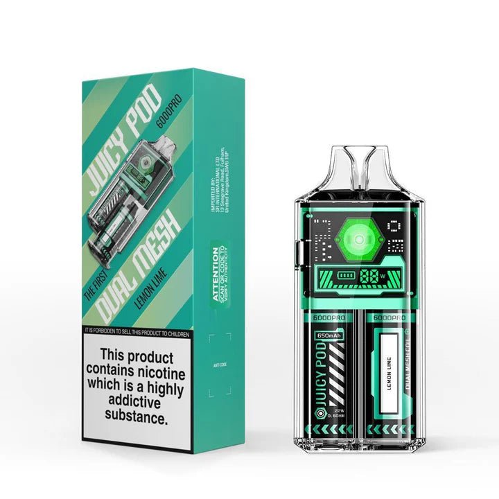 Juicy Pod Good Pro 6000 Puffs Disposable Vape Box of 5 - Wolfvapes.co.uk - Lemon Lime