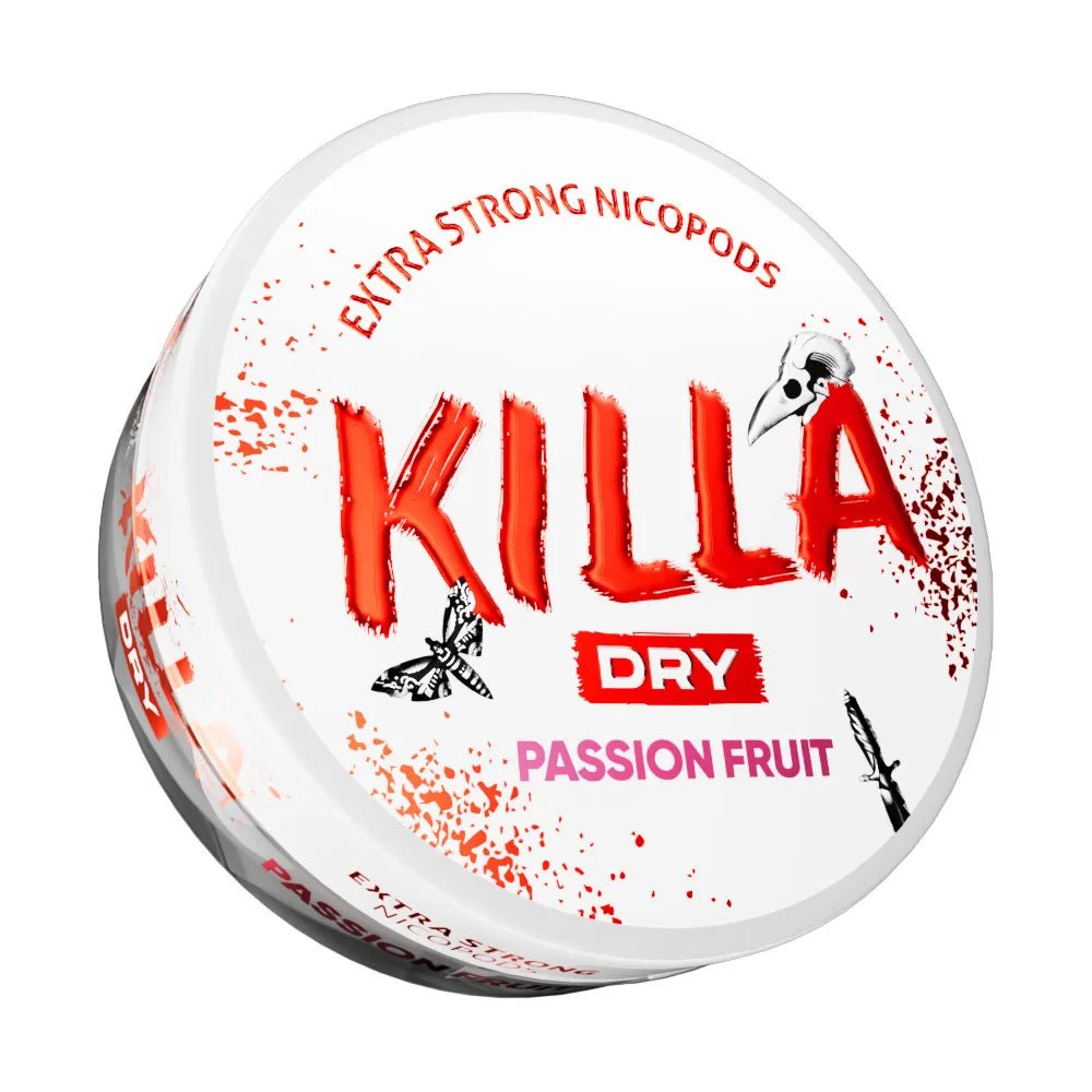 Killa Dry Nicotine Pouches - Passion Fruit - 9.6mg - Box of 10 - Wolfvapes.co.uk-