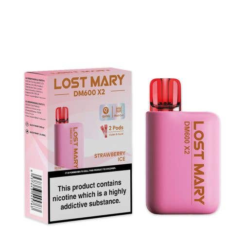 Lost Mary DM600 X2 Disposable Vape - Wolfvapes.co.uk - Strawberry Ice