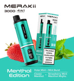 Merakii 3000 Puffs Disposable Vape 4 in 1 Pod Kit - Wolfvapes.co.uk - Menthol Edition (4 in 1)