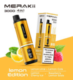 Merakii 3000 Puffs Disposable Vape 4 in 1 Pod System Kit Box of 5 - Wolfvapes.co.uk - Lemon Edition (4 in 1)