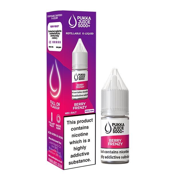 Pukka Juice 5000+ Nic Salts 10ml - Box of 10 - Wolfvapes.co.uk-Berry Frenzy